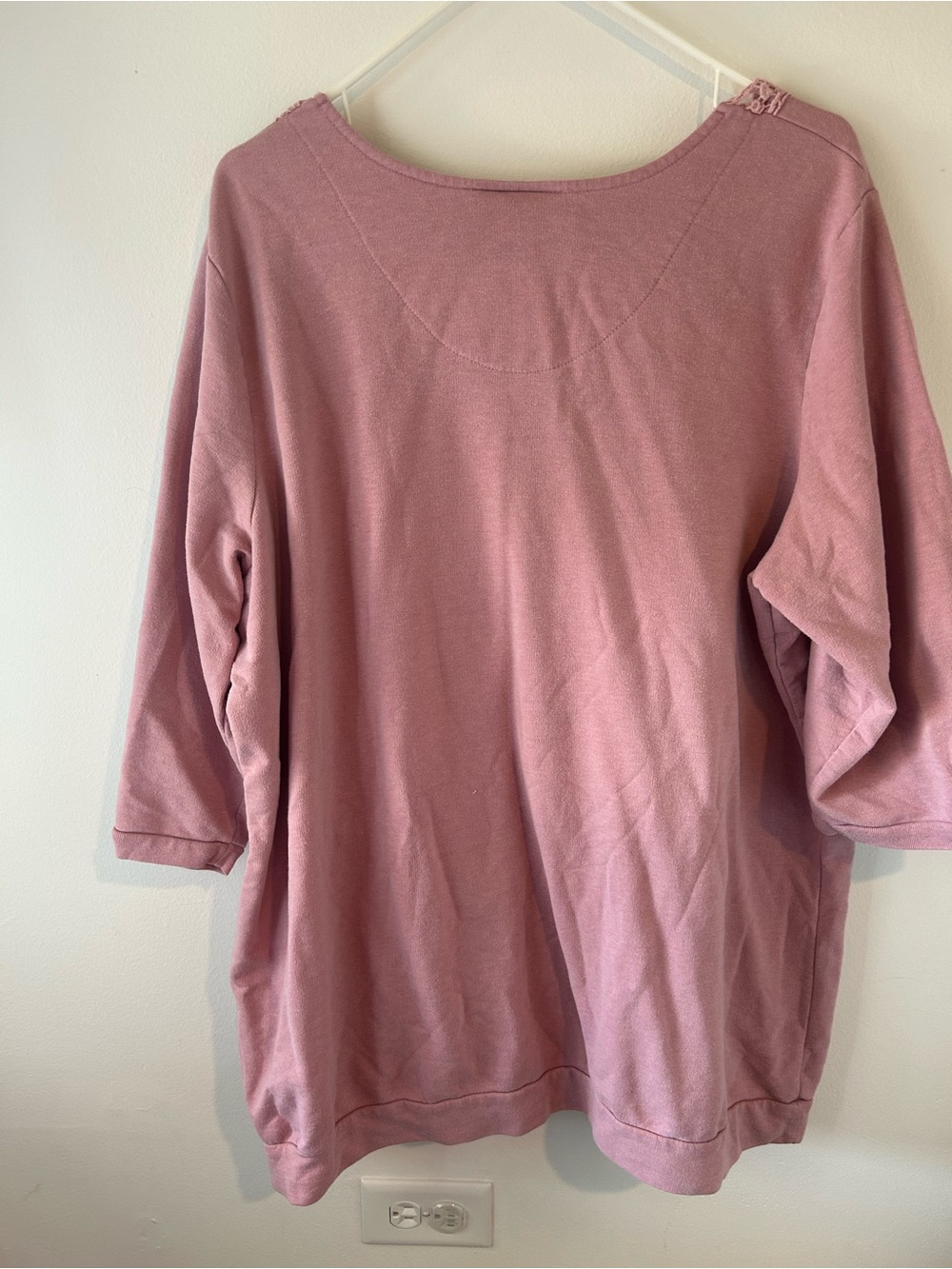 Woman Within Dusty Rose Crochet-Trim Pullover - Picture 4 of 4